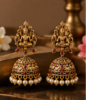 Ahalya Antique Temple Jhumka Earrings