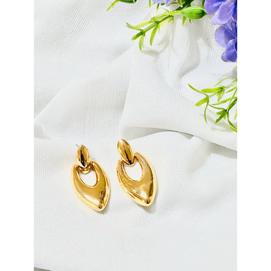 Anti Tarnish gold-tone door knocker statement earings