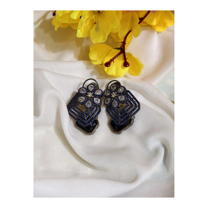 Blue Nano Setting AD Geometric Drop Earrings
