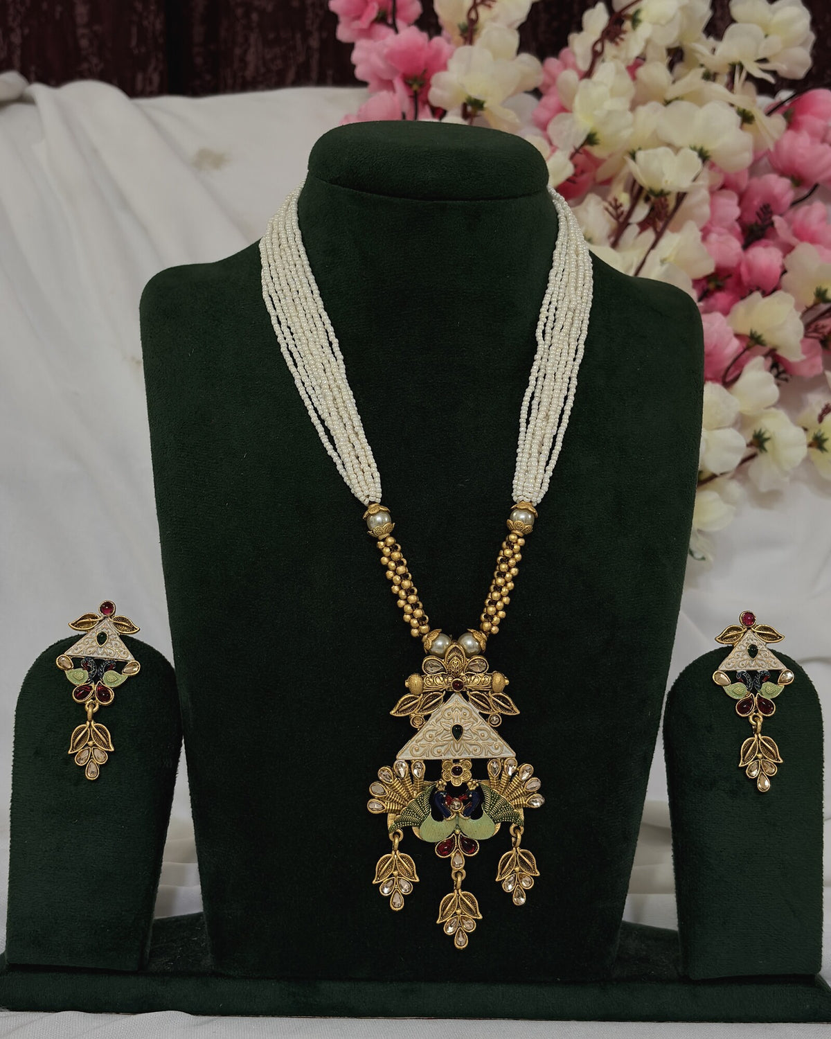 Copper-Finish Long Necklace Set – Design 2 full product view