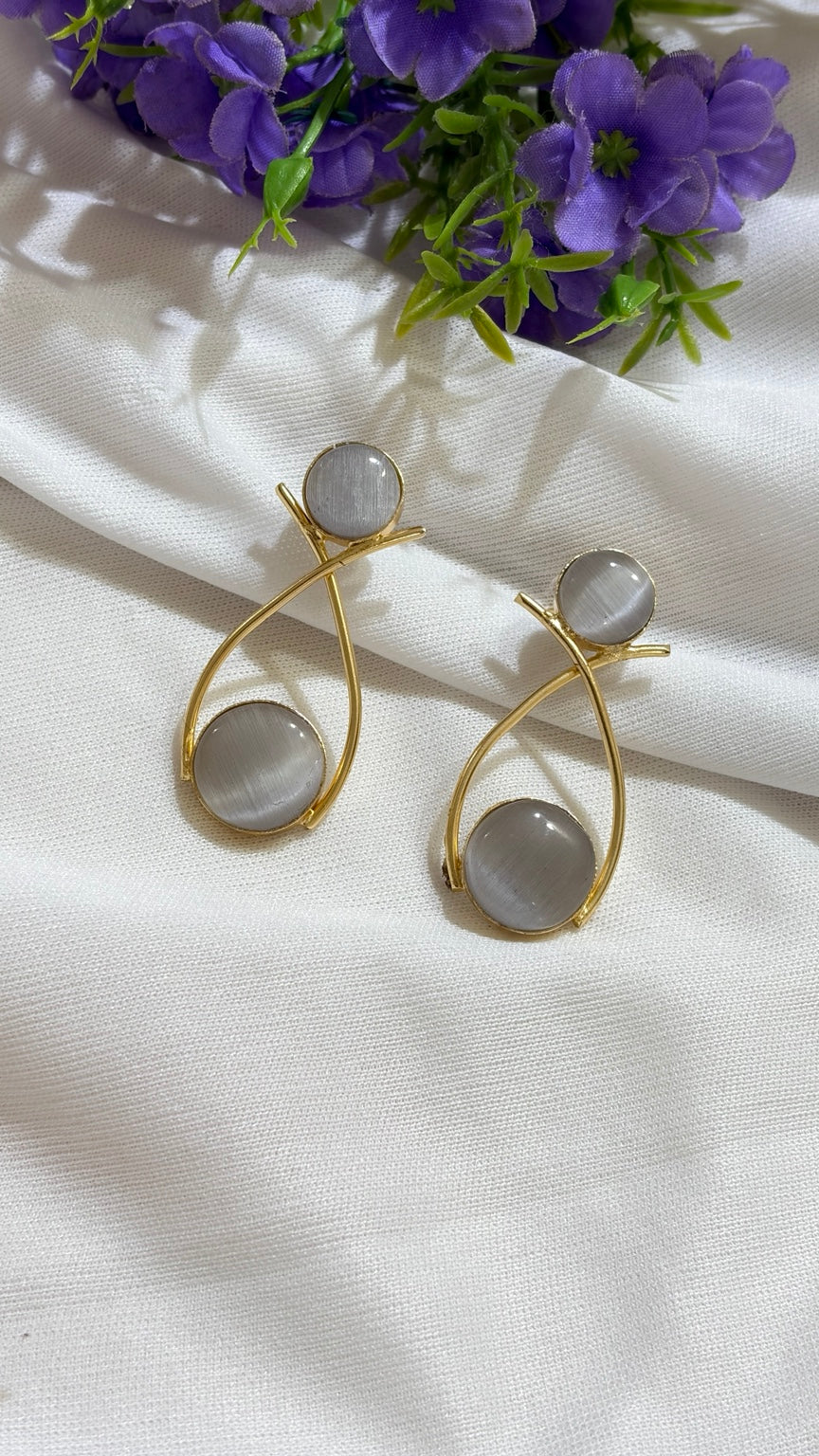 Pearl Grey brass double-circle loop earrings original view