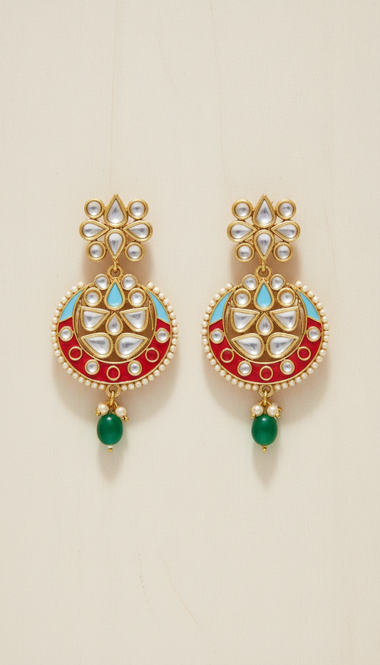 Gold-Tone Kundan Earrings