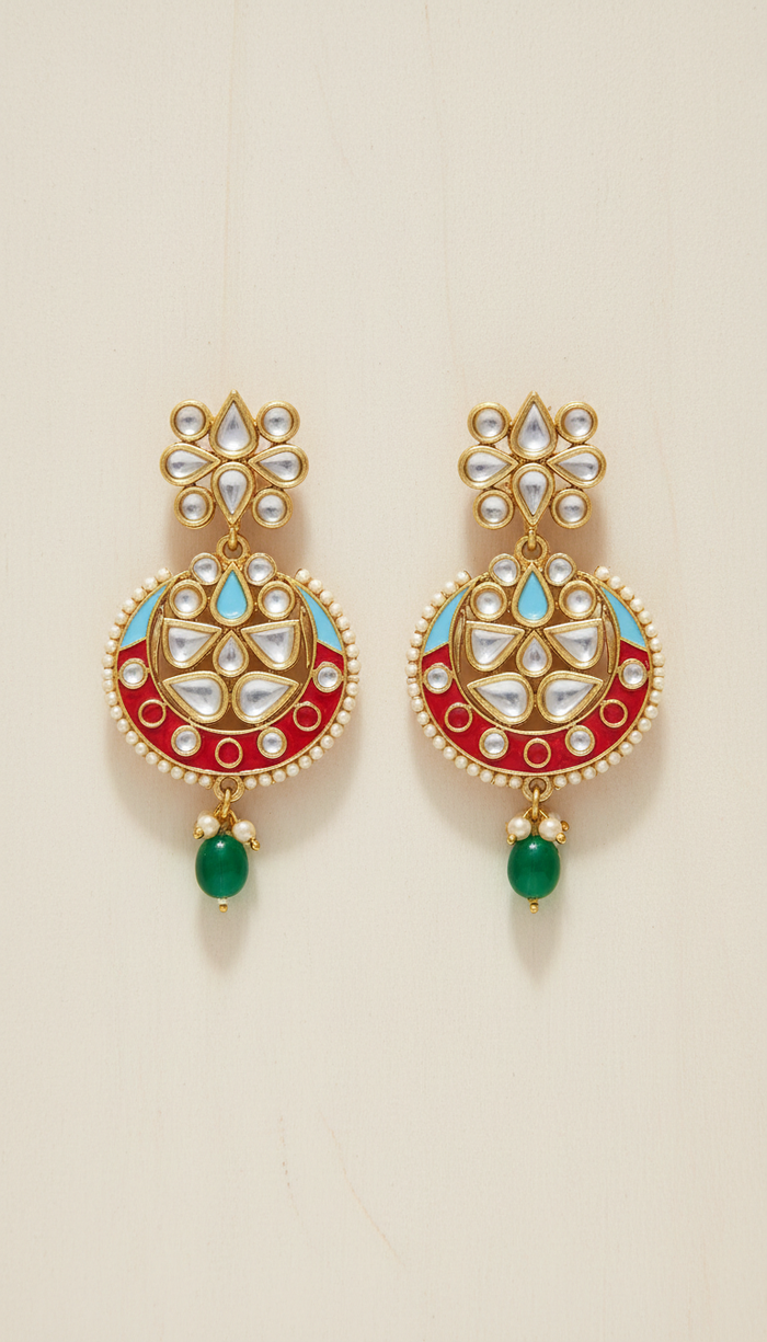 Gold-Tone Kundan Earrings