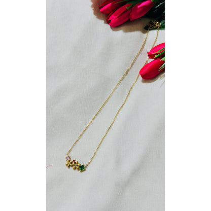 Emerald Green flower Antitarnish chain