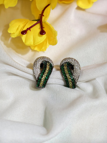 Original product view of Emerald Green Nano Setting AD Huggie Earrings