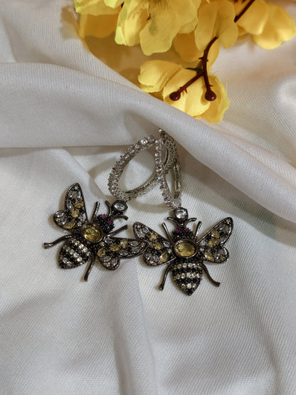 Original product view of Multicolour Nano Setting AD Bee Drop Earrings