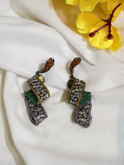 Original product view of Multicolour Nano Setting AD Geometric Drop Earrings