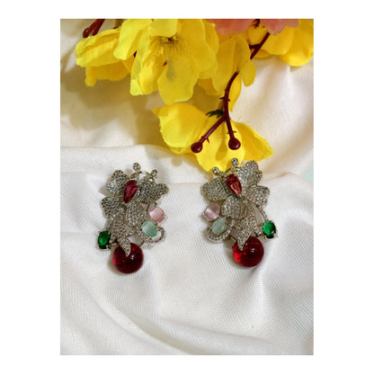 Multicolour Nano Setting AD Statement Drop Earrings