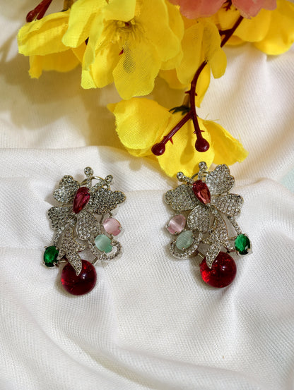 Original product view of Multicolour Nano Setting AD Statement Drop Earrings