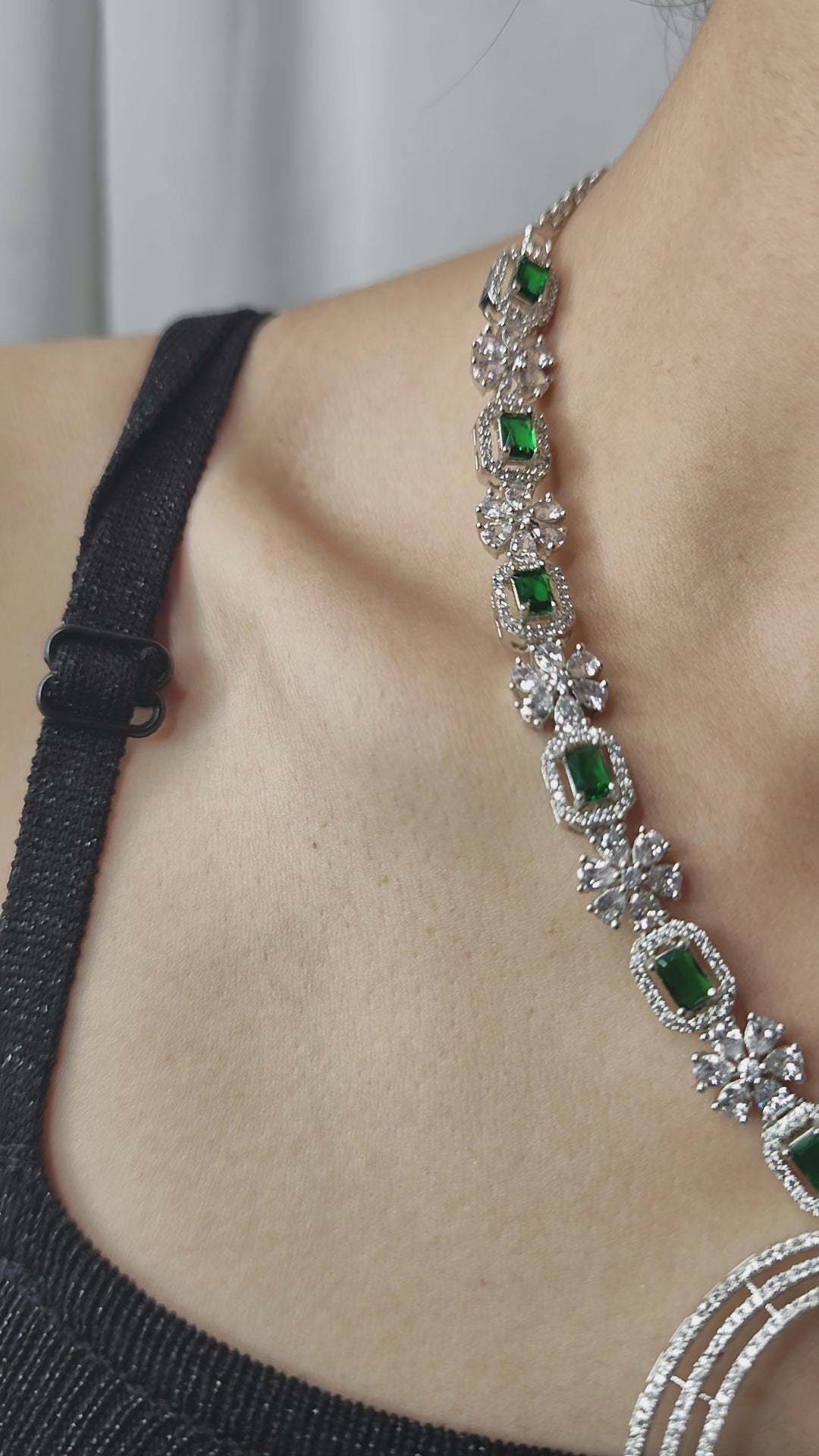 Stunning Green and American Diamond Peacock Necklace Set.