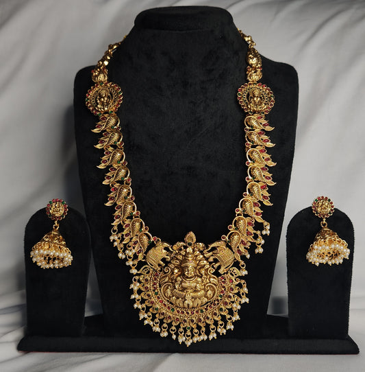South Indian Temple Jewellery With Lakshmi Pendent
