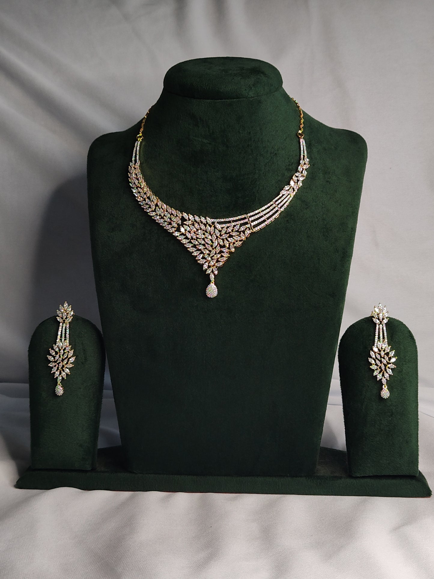 American Diamond Necklace In Indo Western look... fully solitaire setting