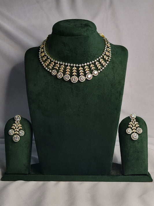 Beautiful American Diamond Neckpiece In Traditional Look With Danglers...it looks like Hasuli