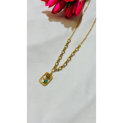 Rose square shaped statement Antitarnish chain
