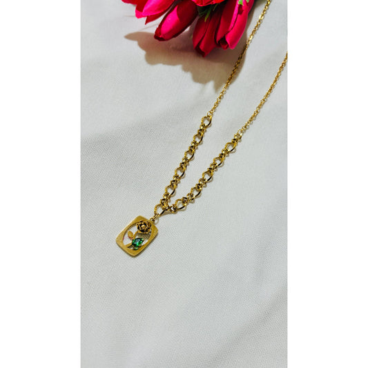 Rose square shaped statement Antitarnish chain