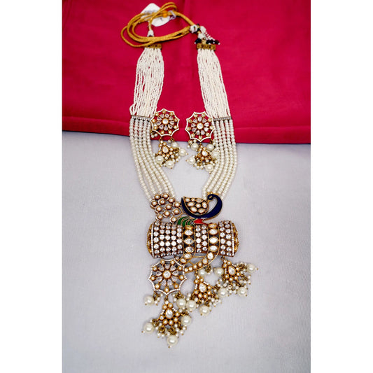 Royal Peacock Moissanite Kanti Kundan Jewellery Set