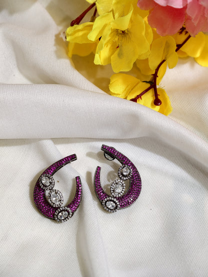 Original product view of Ruby Pink Nano Setting AD Crescent Earrings