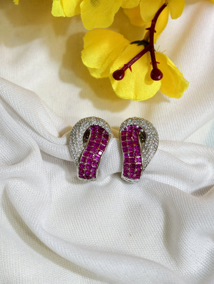 Original product view of Ruby Pink Nano Setting AD Huggie Earrings