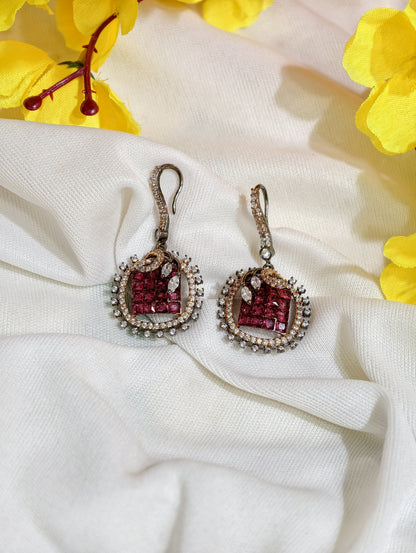 Original product view of Ruby Pink Nano Setting AD Square Drop Earrings