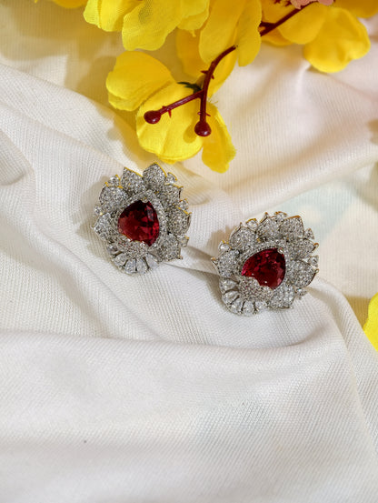 Original product view of Ruby Red Heart Nano Setting AD Stud Earrings