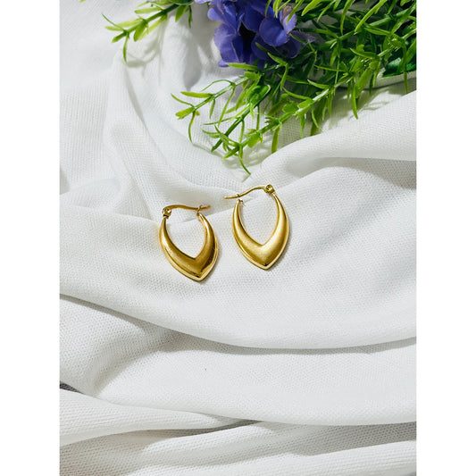 V Shaped Hoop Anti Tarnish Earrings
